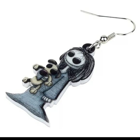 ACRYLIC EARRINGS: SPOOKY RAG DOLL - Picture 4 of 4